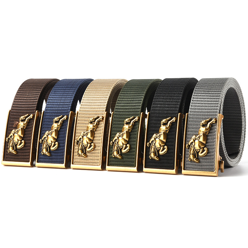 Belt buckle men's belt toothless automatic buckle business leisure outdoor sports nylon tactical belt manufacturers wholesale