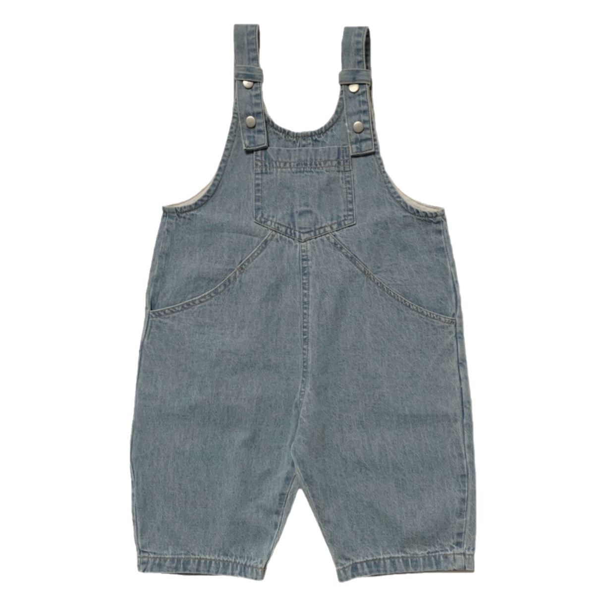 GL-kids Korean Style New Summer Children's Thin Denim Sling Suspender Pants Retro Loose Suspender Pants for Men and Women