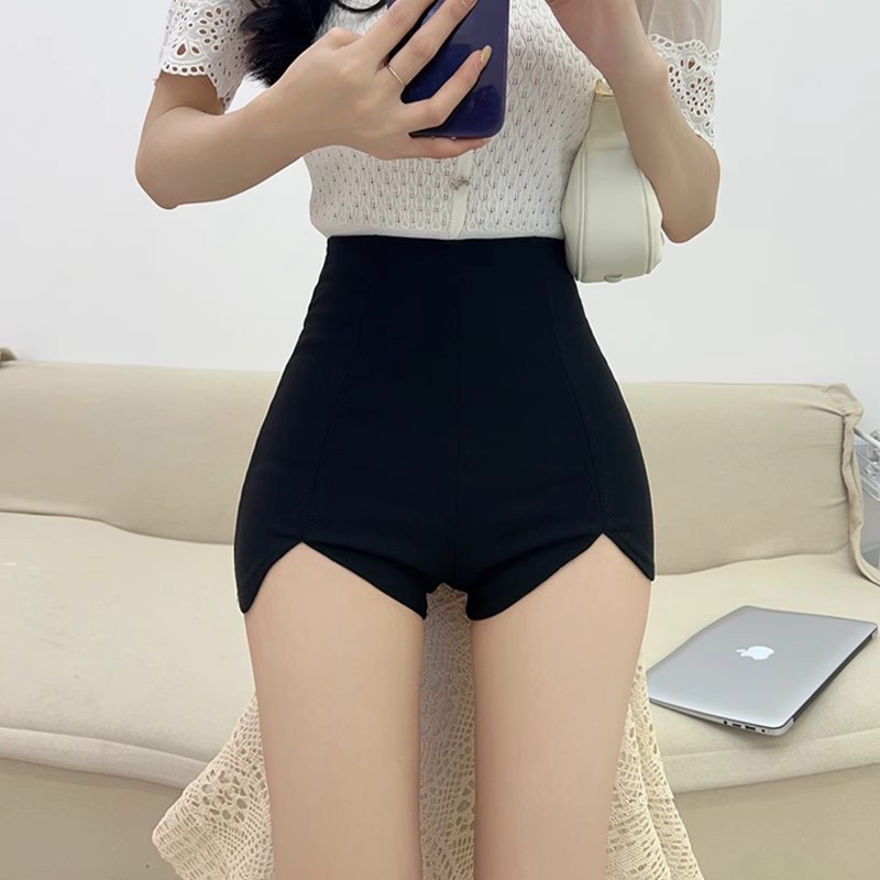 Black High Waist Shorts Women's Summer Outer Wear Stretch Tight Hip Casual Pants Irregular Sexy Hot Bottoming Pants