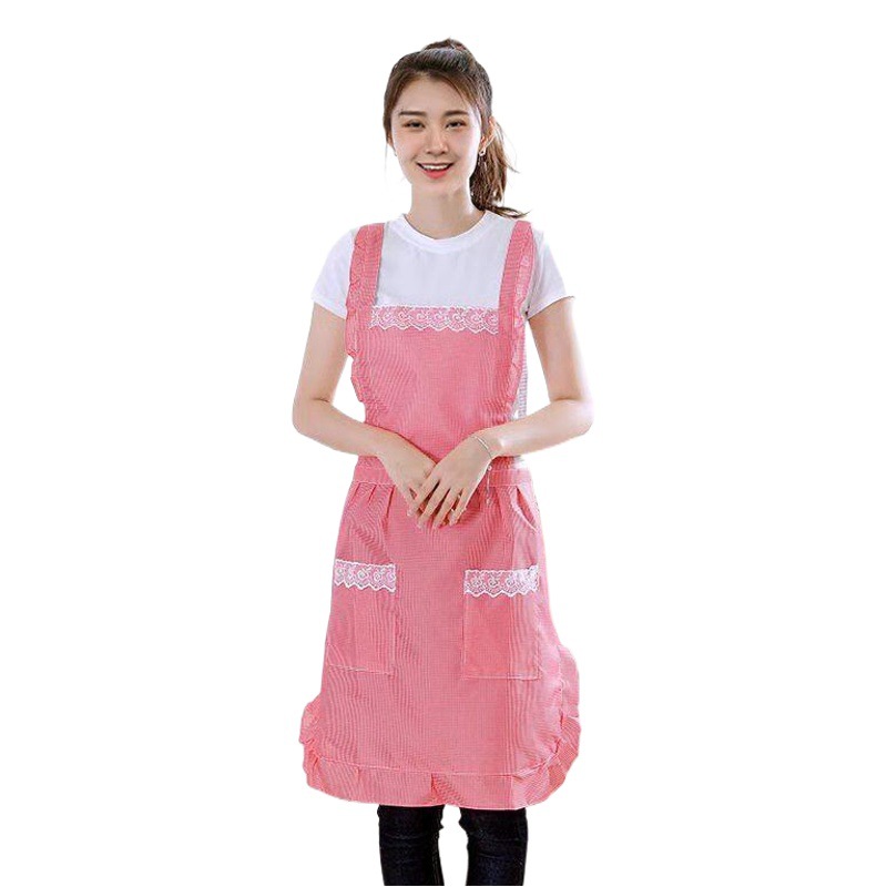 Korean Style Fashionable Double Layer Anti-Stain and Oil-Proof Apron Kitchen Cooking Waist Cute Princess Overalls Household Women's Work Clothes