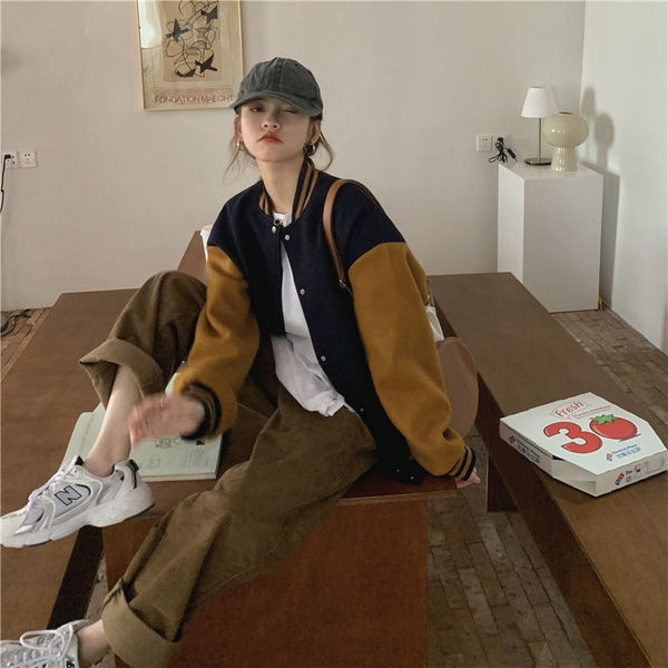 Picture of American Style Retro Baseball Suit Coat Women's 2023 Autumn and Winter New Niche All-match Casual High-end Western Style Top