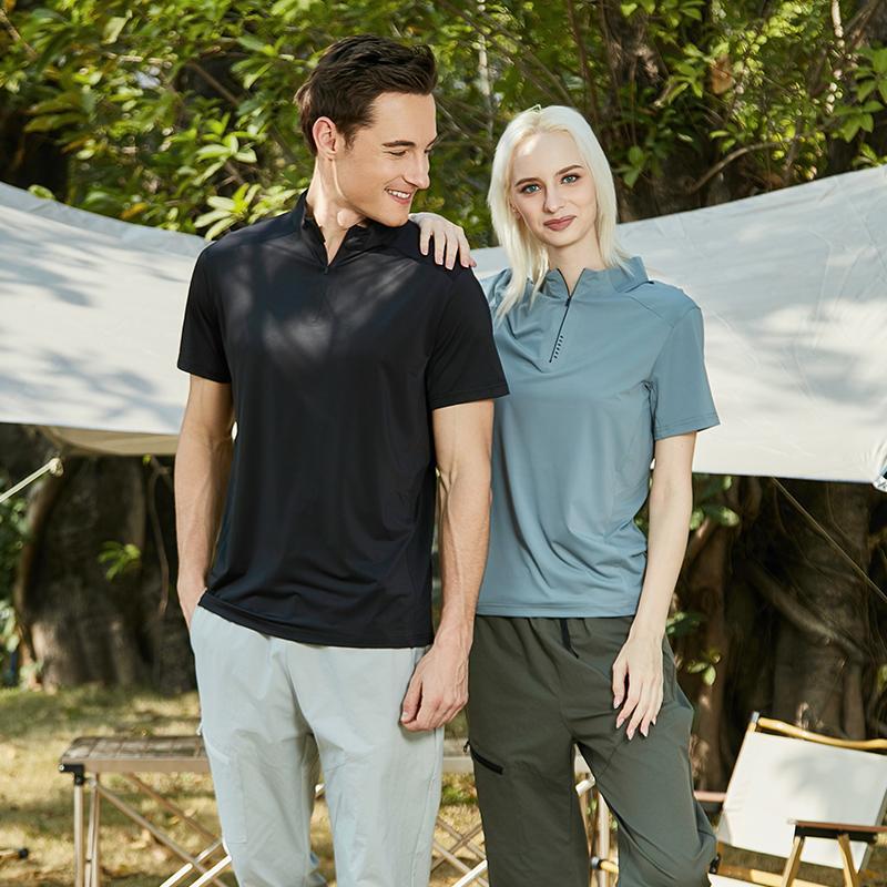 2025 New Summer Products for Men and Women, Quick-Drying Short-Sleeved Half-Zip Sports T-Shirts, Fashionable Running Fitness Training Clothes