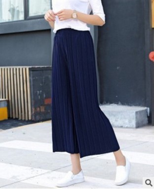 Picture of Wide Leg Pants Pleated Chiffon High Waist Loose Skirt Pants Large Swing Draping Large Size Linky Spring and Summer Casual Pants Women's Ankle-length Pants