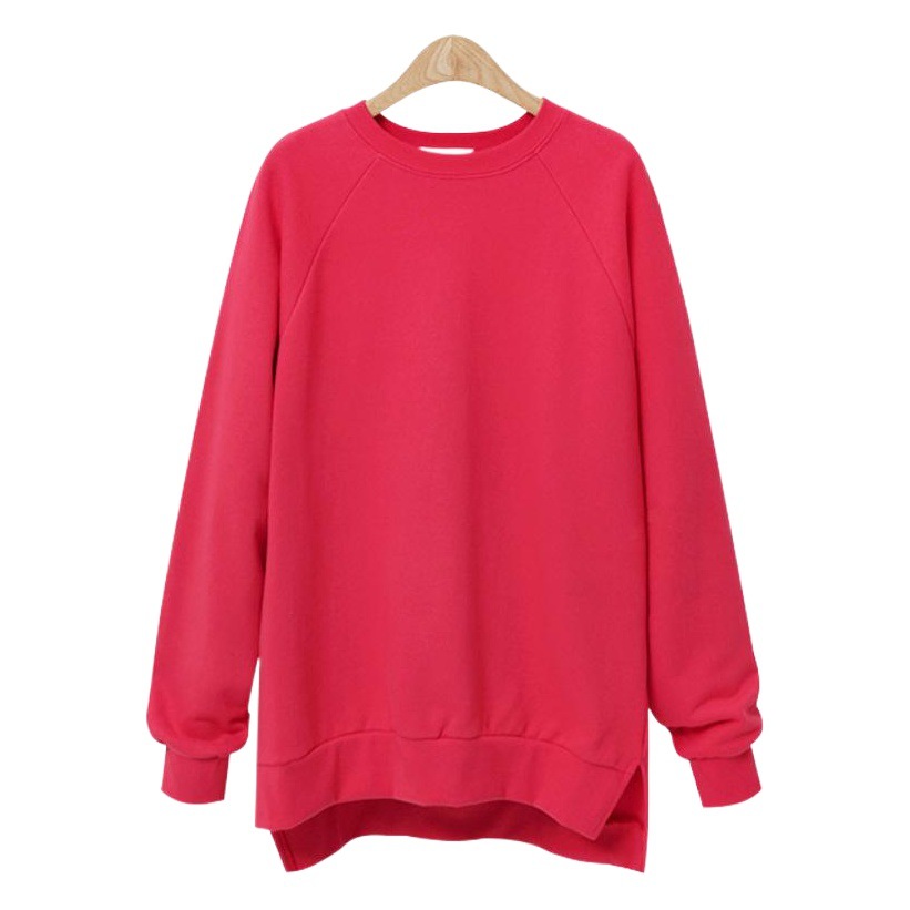 100.00kg Women's Loose Irregular Red Festive Sweat Loose plus size Mid-length Top Korean-style Round Neck Hood-free