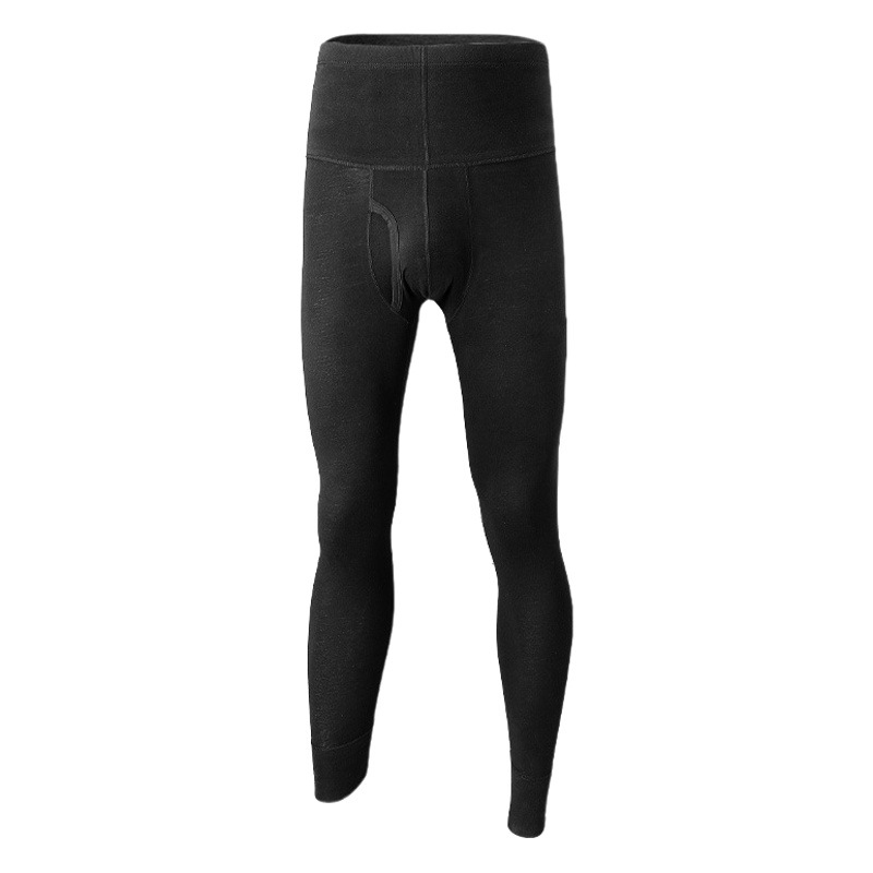 Men's Cotton Long Johns Single Piece Thin Base Warm Cropped Tight High Waist Pants Autumn and Winter Waist Protection Pants