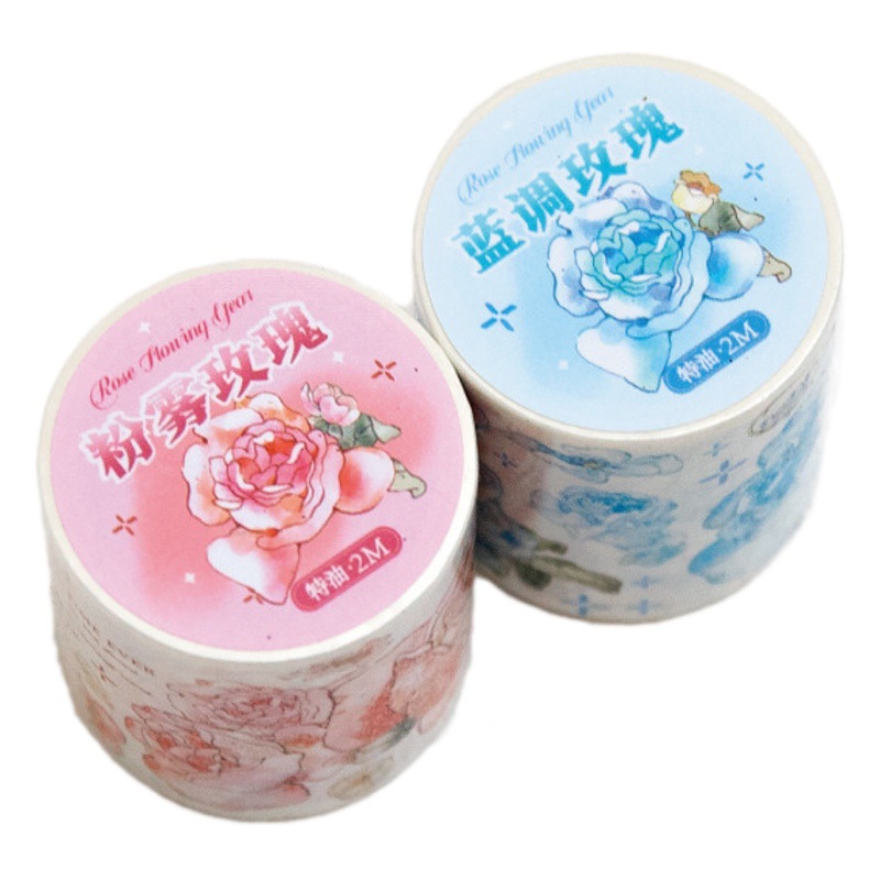 Twilight tape rose Lunar New Year series journal Laser plant material stickers collage base 2