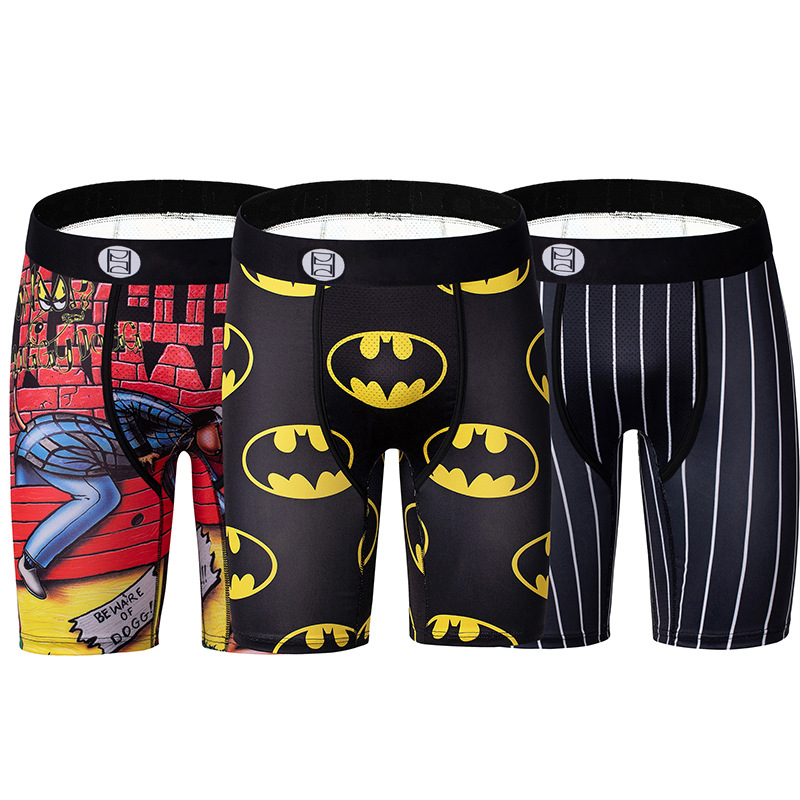 Picture of Men's Underwear Cartoon Print Men's Quick-Drying Boxer Briefs Sports Underwear Fitness Extended Underwear Men's Wholesale