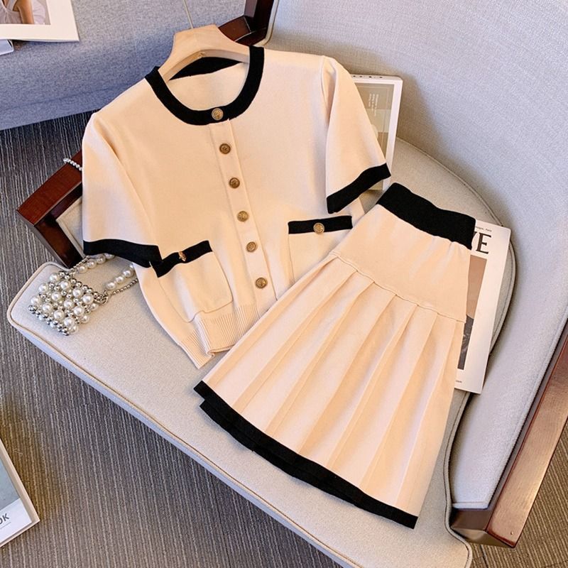 Sexy Little Fragrance Fashion Suit for Women Summer 2025 New Salt Style Skirt Knitted Two-Piece Set