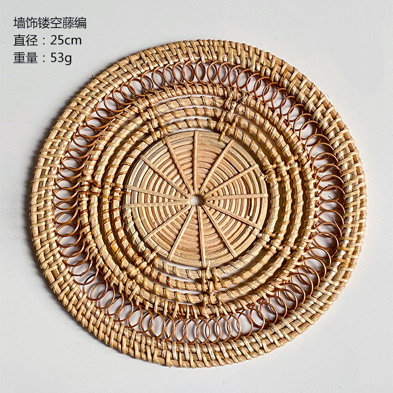 Picture of Nordic handmade Rattan woven bed & breakfast Wall pendant decoration European style living room entrance home wall hanging Rattan