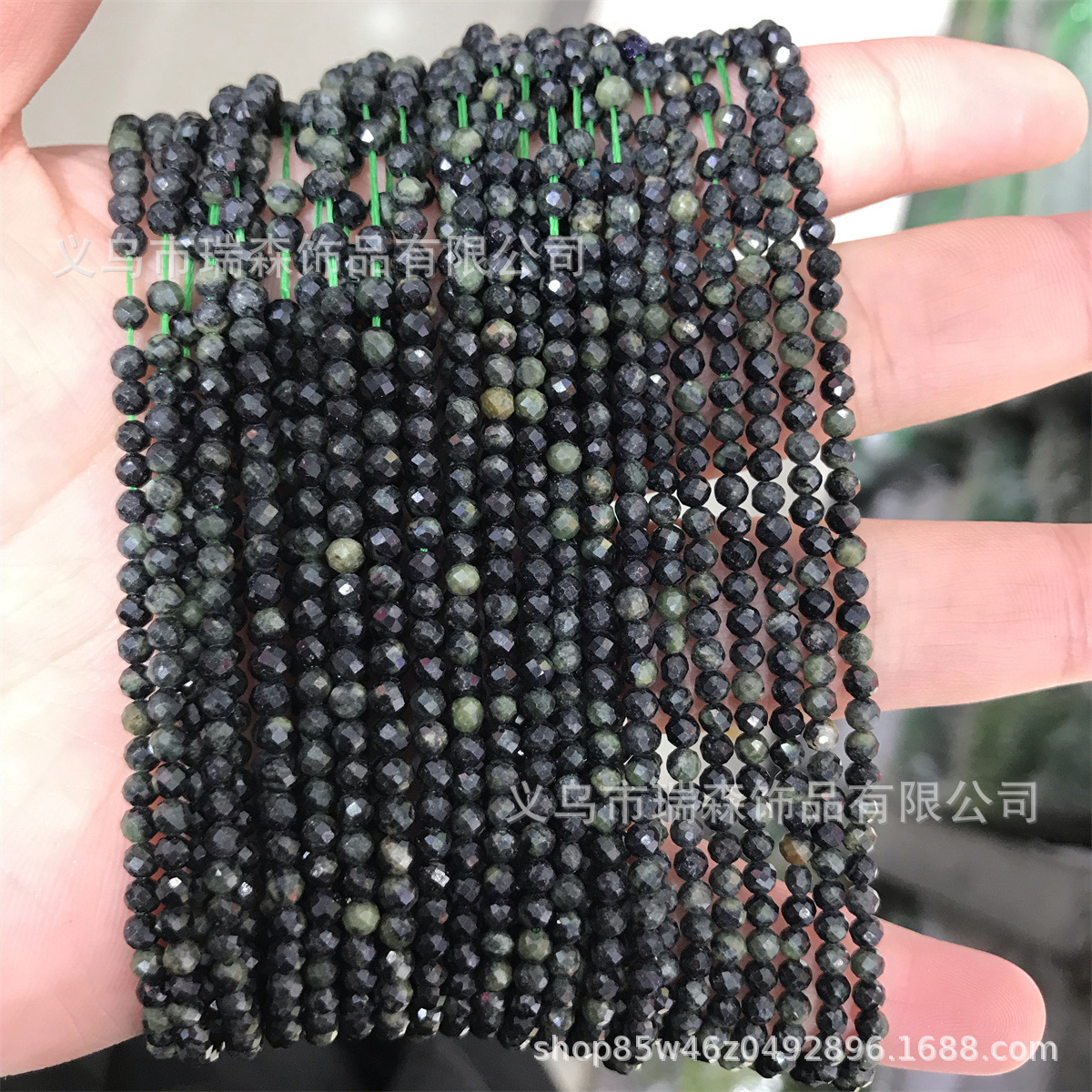Picture of 2/3/4mm Sparrow green eye stone cut surface small round beads loose beads semi-finished products wholesale DIY handmade jewelry accessories