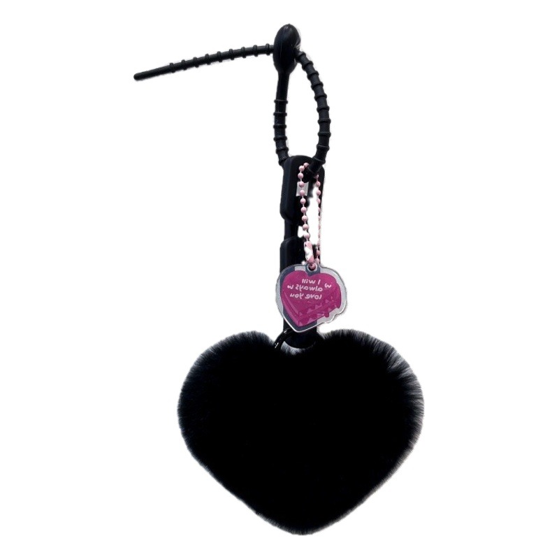 Creative silicone real Rex rabbit fur love chain keychain schoolbag pendant couple ornaments car key chain
