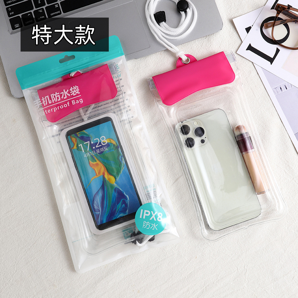 Picture of Three-fold mobile phone waterproof bag airbag bag Velcro touch screen swimming hot spring sealing strip waterproof neck wholesale