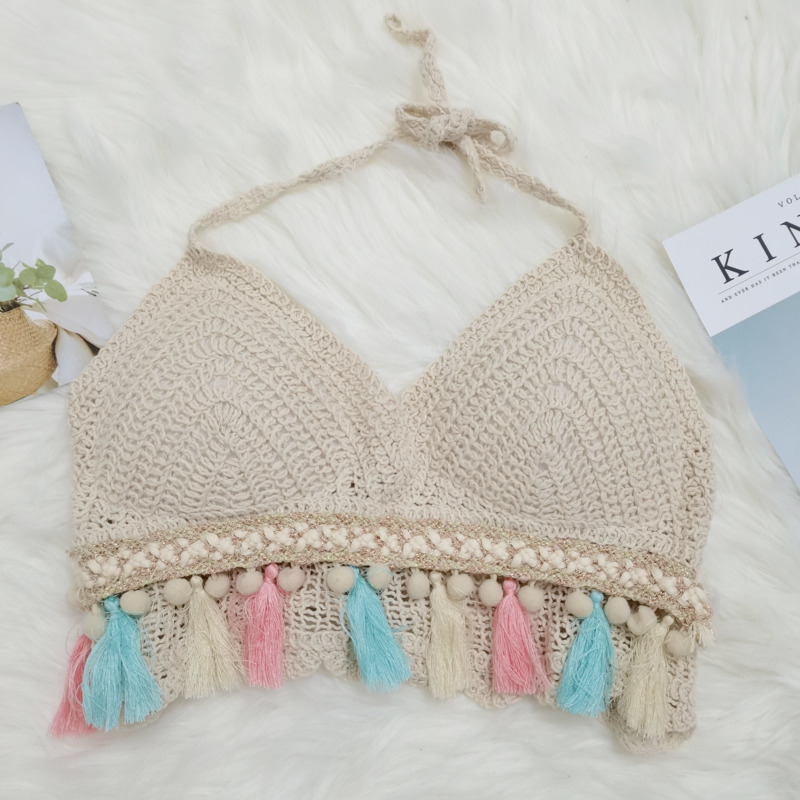Small camisole women's summer outer wear bohemian seaside beach holiday style top knitted loose sexy inner wear