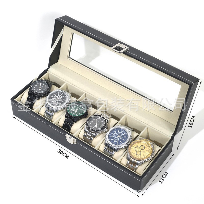 Picture of Manufacturer Recommends Pu Leather Series Watch Box Black Mechanical Watch Multi-Position Storage Box Household Square Gift Watch