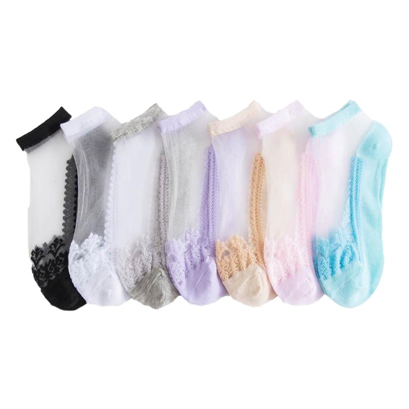 Internet Red Socks Women's Summer Thin Crystal Glass Silk Stockings Japanese College Cartoon Women's Socks Cartoon Boat Socks Stall Socks