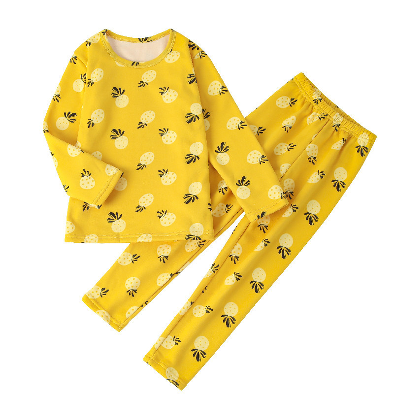 Picture of Children's Thermal Underwear Children's Wear Fleece-lined Thickened Suit Boys' Autumn Clothes Long Trousers Girls' Winter Clothes Base Two-piece Fashionable Suit