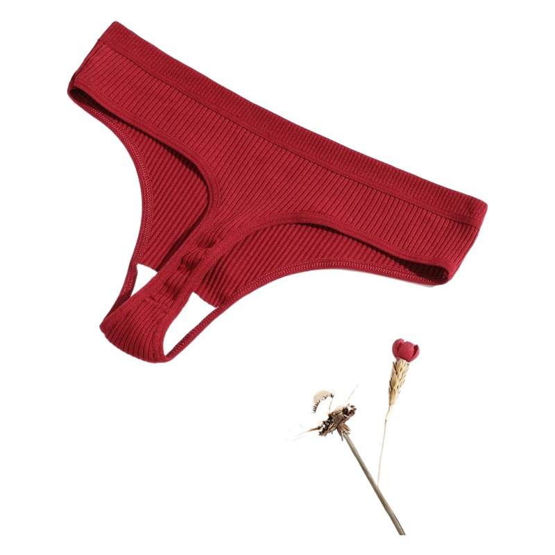 Pure Cotton European and American Sexy Thong Women's Mid-low Waist Women's Comfortable Breathable t-shaped Panties Simple Women's t-shaped Panties