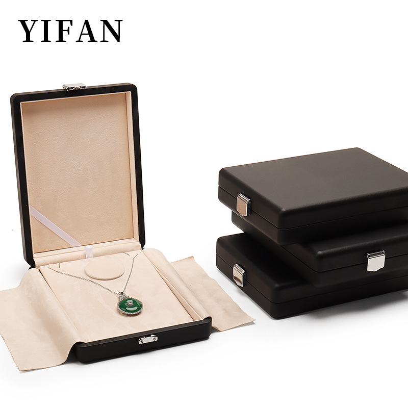 Metal Buckle Microfiber Jewelry Display Necklace Box Ring Earrings Bracelet Necklace Set Box Storage Jewelry Packaging Box