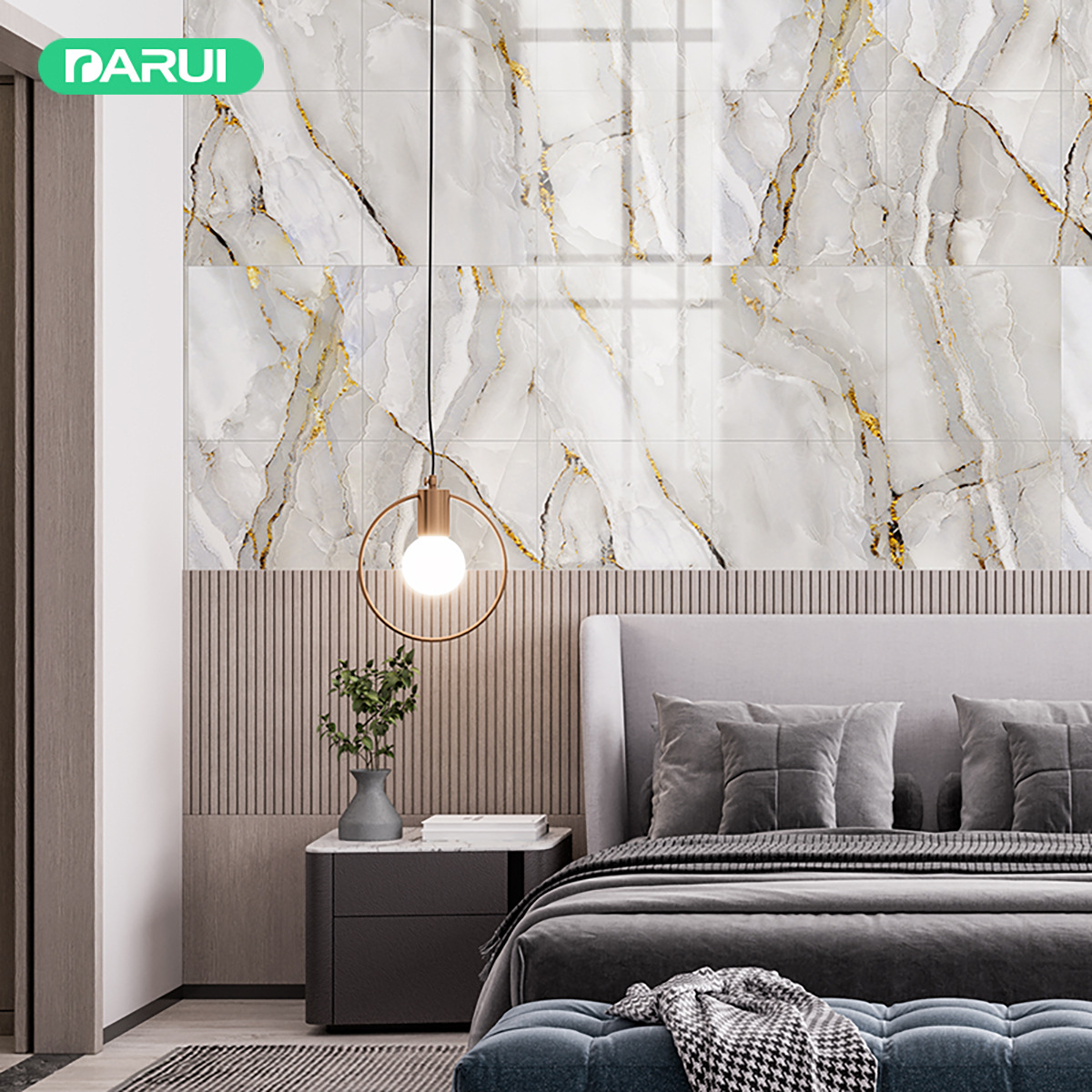 Marble Pattern Kitchen Oil-Proof Tile Stickers Thickened Crystal Wall Stickers Imitation Tile Bathroom Wallpaper Anti-Slip Waterproof Wall Stickers