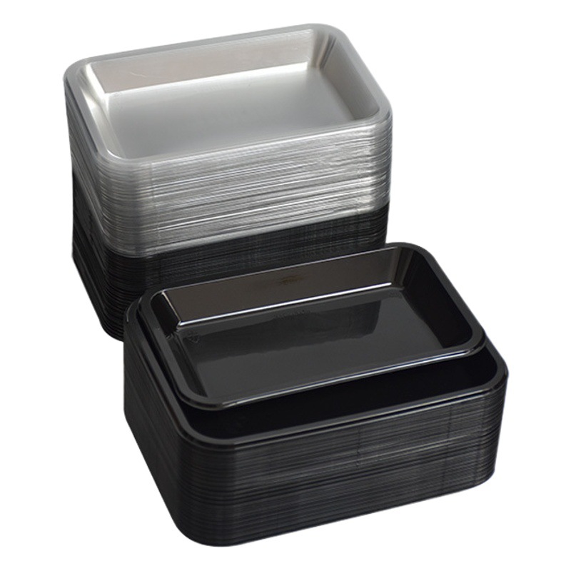 Disposable fruit flat tray Internet celebrity same box black transparent plastic vegetable fresh fruit tray