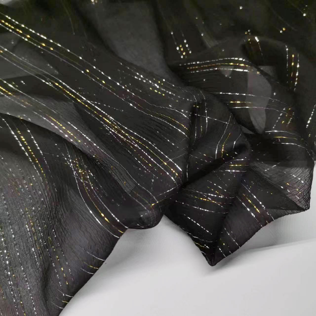 Black Gold and Silver Thread Shunzhongqiao Fabric Ancient Style Tang Suit Han Dynasty Skirt Wide Fabric