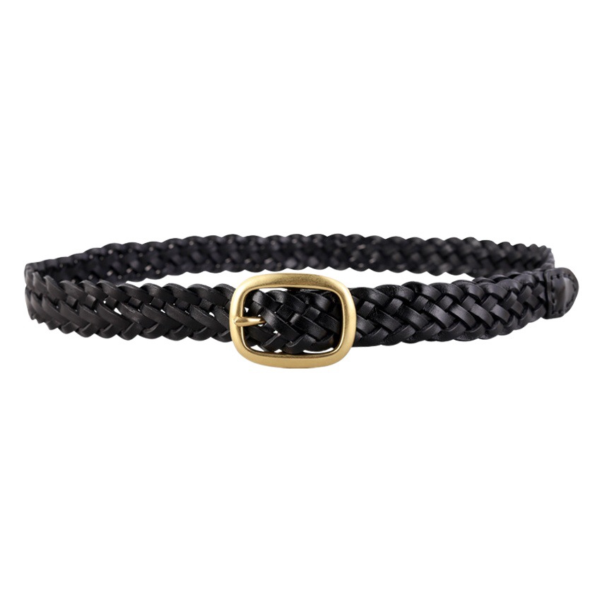 Pin buckle cowhide hand-woven belt women 2024 new casual retro decorative jeans belt in stock wholesale