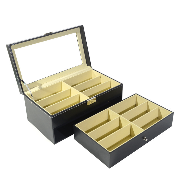 Picture of Spot 12 double-layer glasses box wholesale lid window transparent with drawer sunglasses packaging stall box