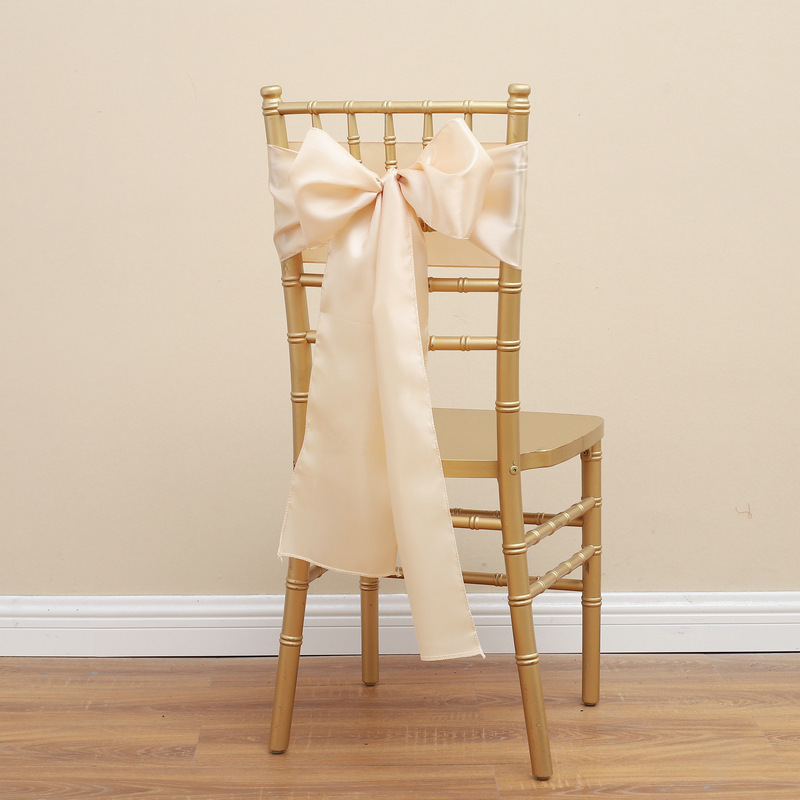 Picture of Chair Cover Bow Tie Hotel Wedding High-end Light Luxury Red Chair Back Flower Decoration Satin Diding Ribbon