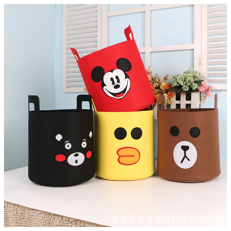 Cartoon Felt Storage Bucket Kidsren's Toys Dirty Clothes Storage Box Foldableable Felt Storage Basket Storage Bucket