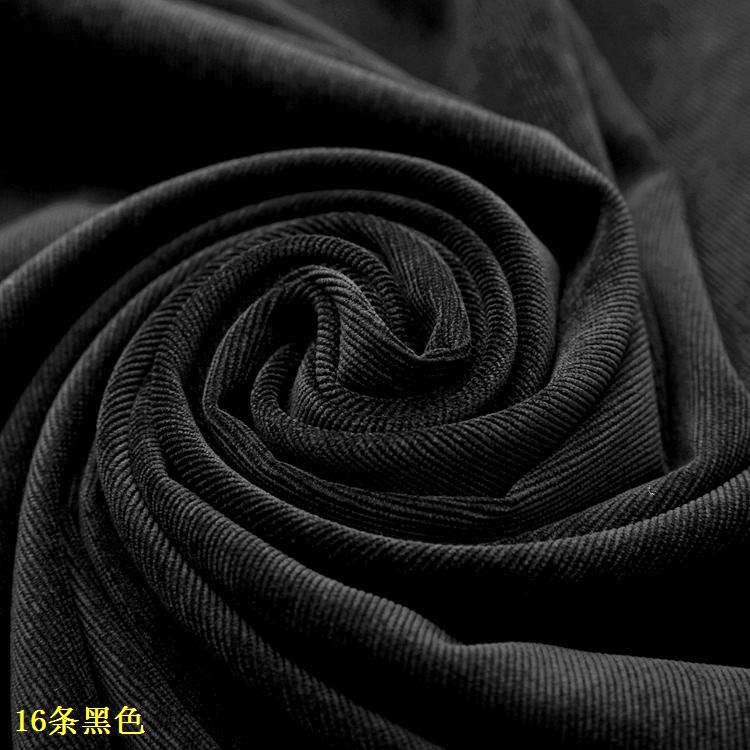 Manufacturer in Stock Wholesale Multi-Color 16 Non-Elastic Sofa Fashion Clothing Fabrics 16 Pits Black Brocade Polyester Corduroy