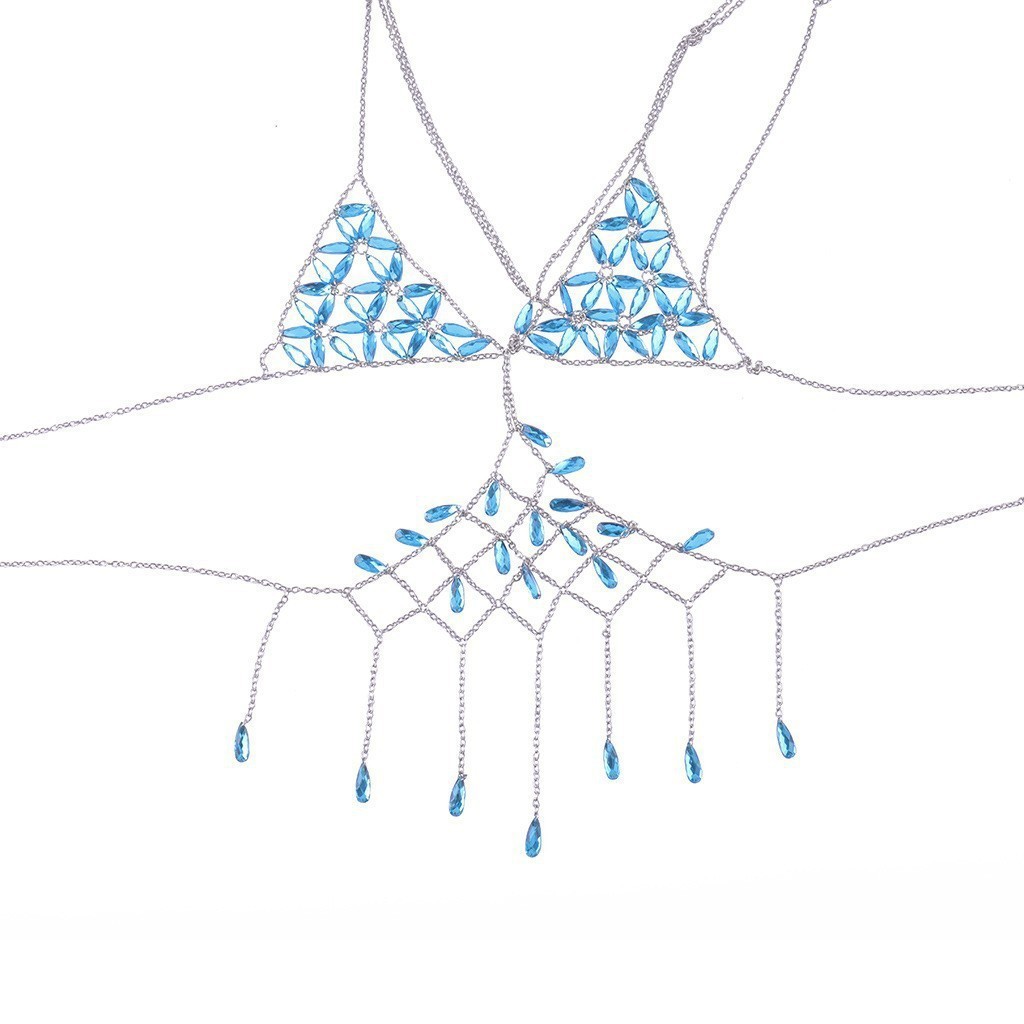 Picture of New European and American Cross-Border Jewelry Crystal Sexy Bra Chain Summer Beach Vacation Style Fashion Bikini Body Chain