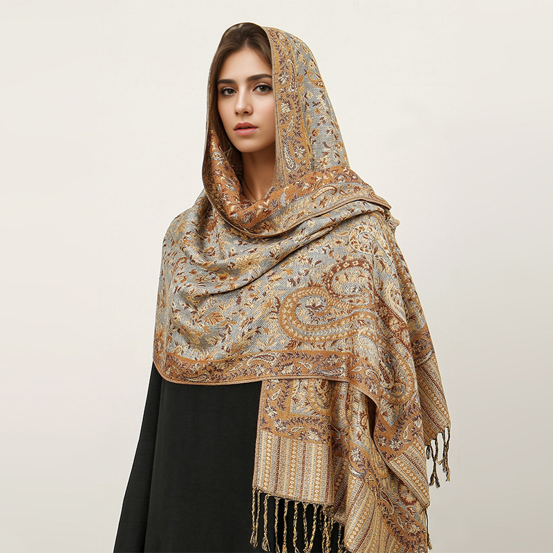 Picture of 2025 Cross-Border New Imitation Cashmere Scarf Ethnic Style Scarf Shawl Cashew Flower Accessible Luxury High-End Tassel Scarf