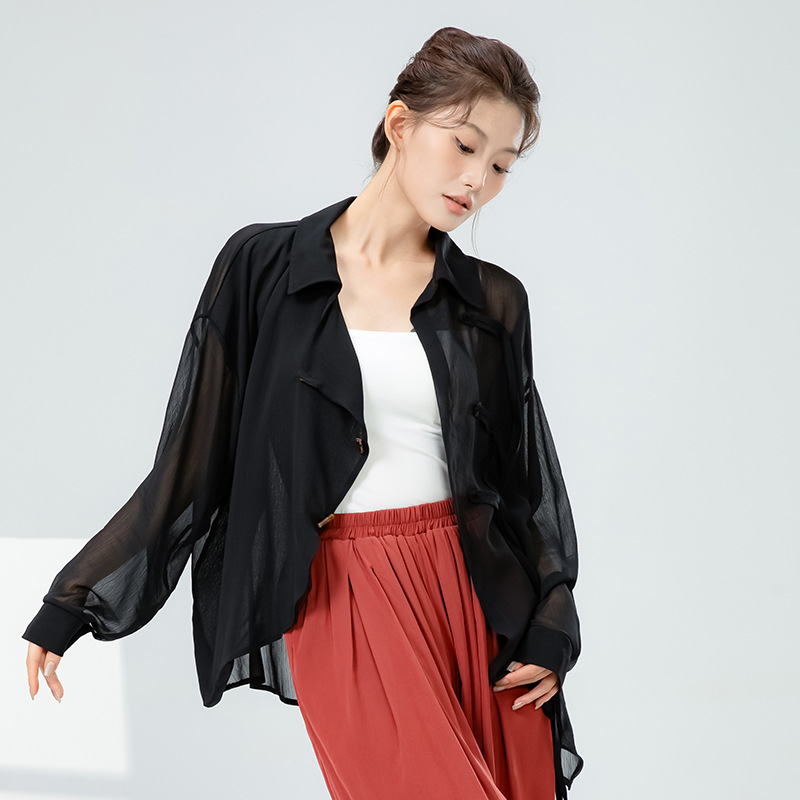 Picture of Modern Dance National Trendy Su Piao Rope Buttoned Shirt New Loose Asymmetrical Casual Top Chinese Classical Dance Clothing