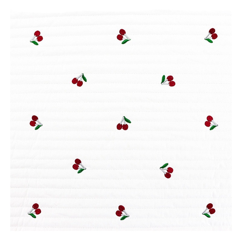 Embroidered fabric white cotton Cherry breathable Korea quilted bed hat children's mattress computer embroidery cloth wholesale