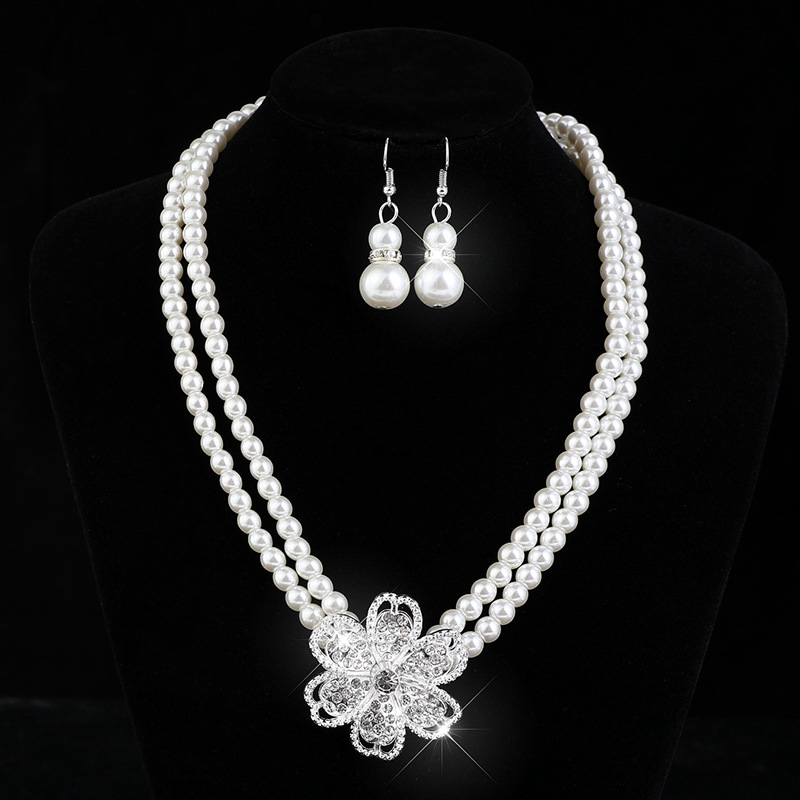 Picture of Cross-border jewelry new bridal sweater chain necklace set diamond artificial pearl necklace earring bracelet set
