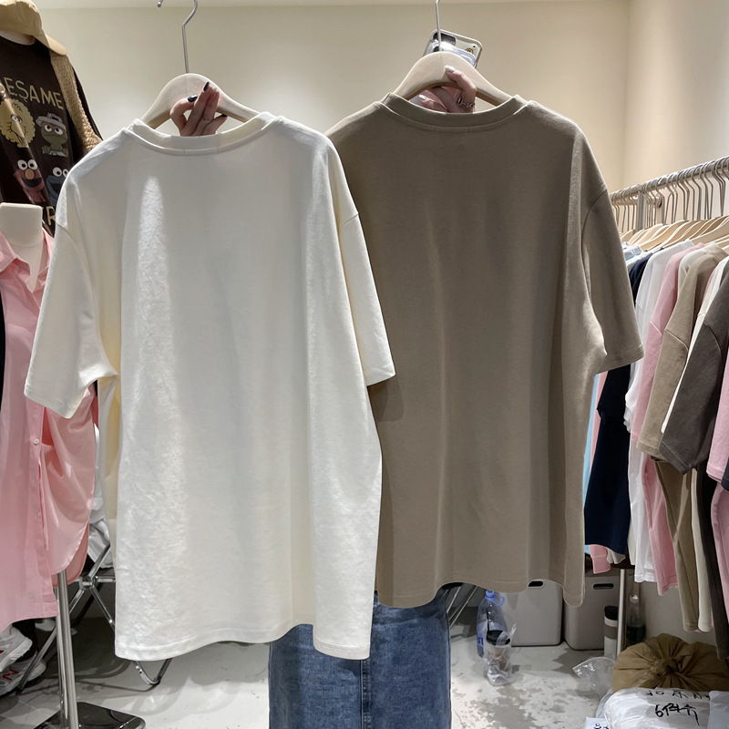Picture of 2025 New Summer Pure Cotton Short-Sleeved T-Shirt for Women Korean Style Loose Half-Sleeved Pullover Round Neck Top 23026