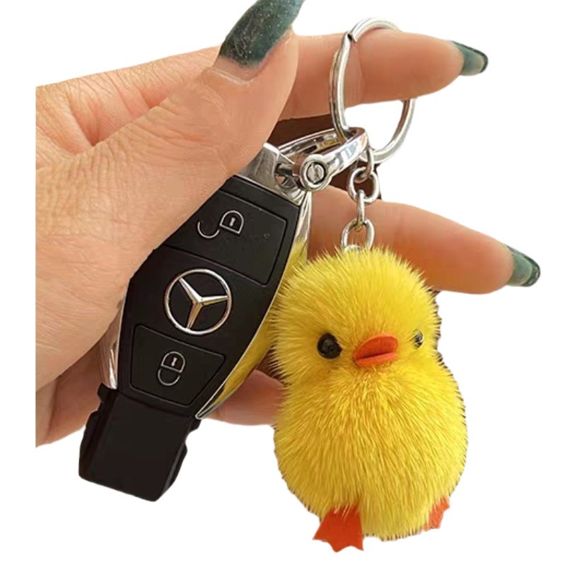 Super Q Internet celebrity mini duck pendant mink fur cute yellow duck plush keychain mobile phone bag hanging ornaments