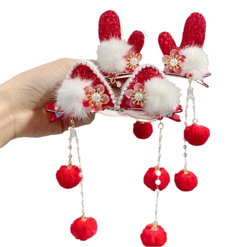 New year hairpin autumn and winter Hanfu hair accessories 2024 New Dragon year hairpin cat ears dragon horn Hanfu headdress children