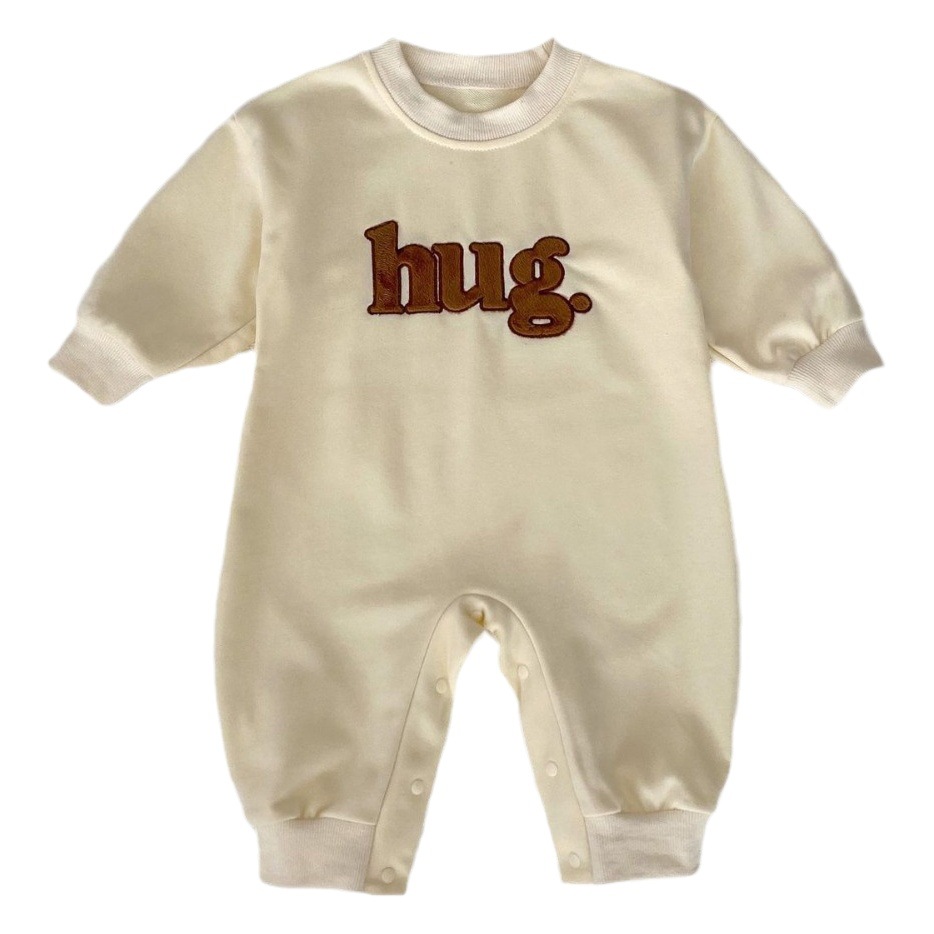 2024 spring Korean style baby jumpsuit new simple letter embroidered long sleeve sheath children's outer romper