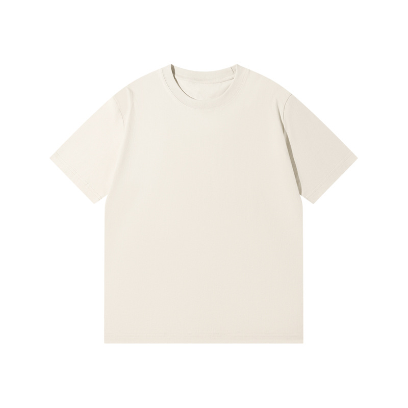 Picture of Japanese Style 230g Pure Cotton Short-Sleeved T-Shirt Women's Right Shoulder Round Neck Top Pure Color Half-Sleeved Bottoming Shirt Clothes Men's Wholesale