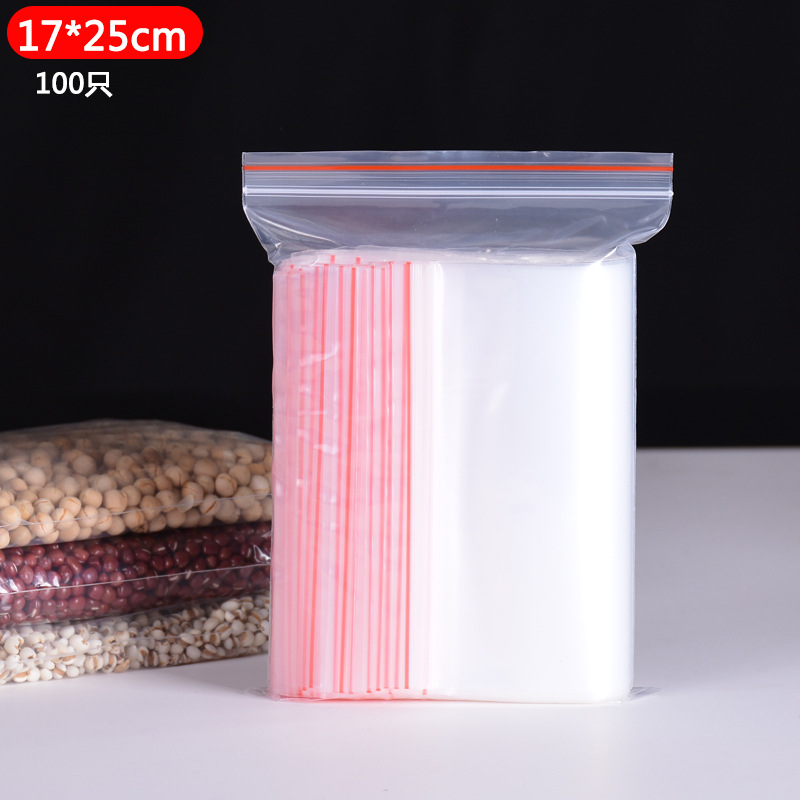 Transparent Ziplock Bag 17*25 Plastic Sealing Bag Sealing Pe Bone Bag Clothing Packaging Plastic Sealing Spot Wholesale