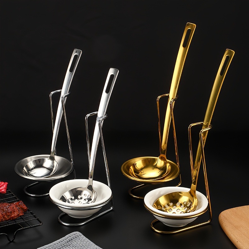 Stainless Steel Thickeneded Round Spoon Holder Soup Spoon Colander Cooking Spoon Storage Rack Restaurant Hotel Tableware Rack