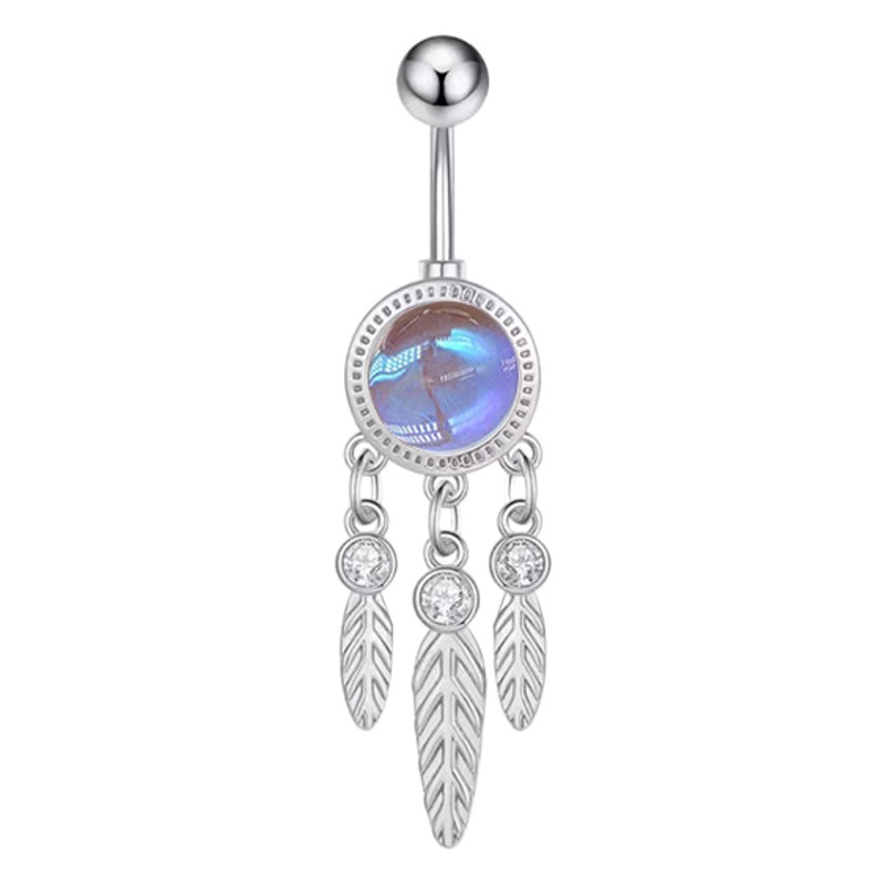 European and American Cross-Border Navel Ring Cloud Water Drop Zircon Navel Nail Stainless Steel Belly Dance Body Piercing Jewelry