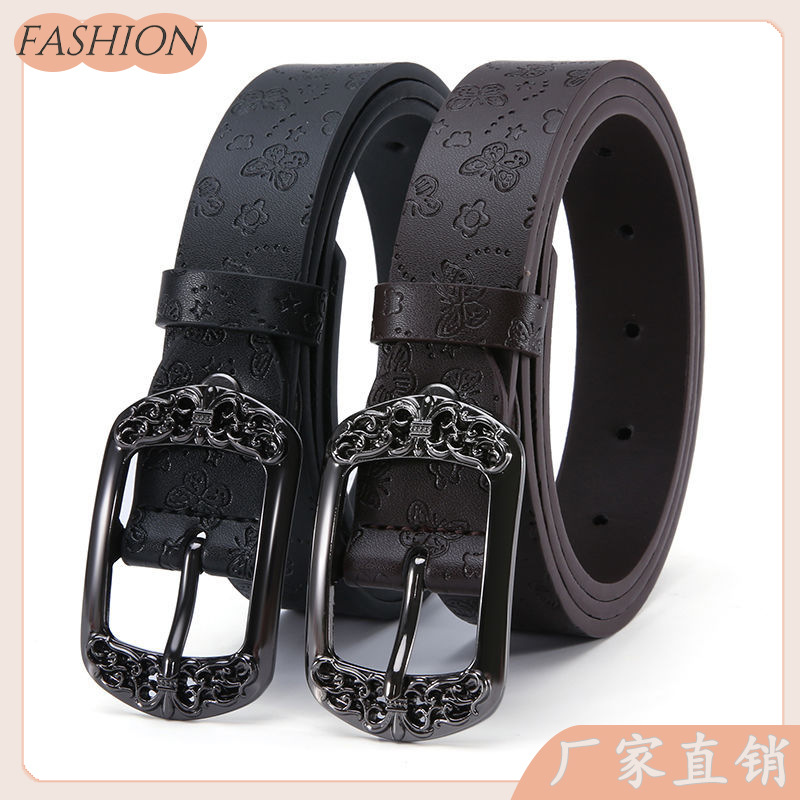 Women's Belt New Korean Style Cowhide Belt Vintage Pin Buckle Fashion All-match Casual Decorative Jeans Belt