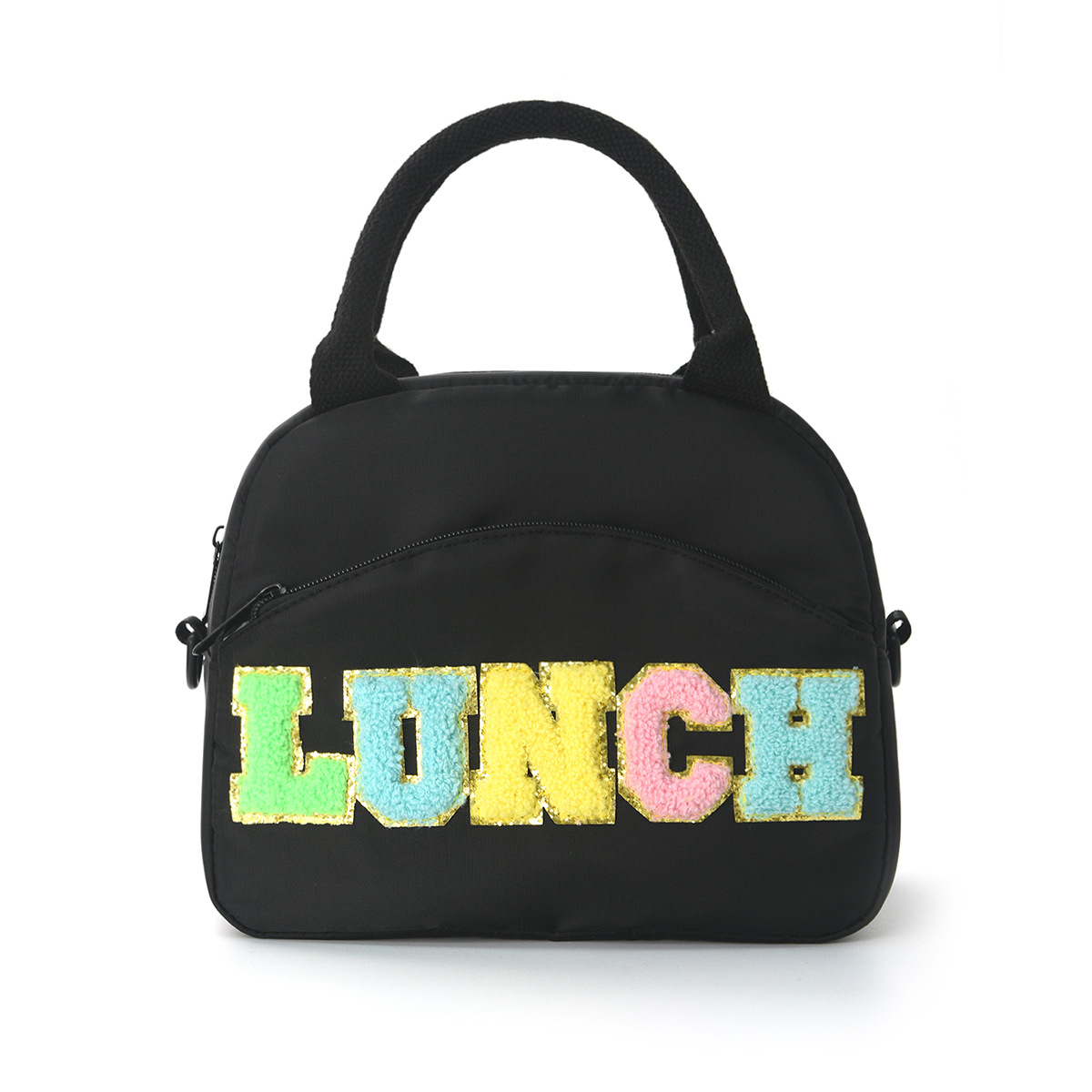 Amazon cross-border embroidery lunch bag handbag letter portable storage bag high-value large-capacity lunch bag