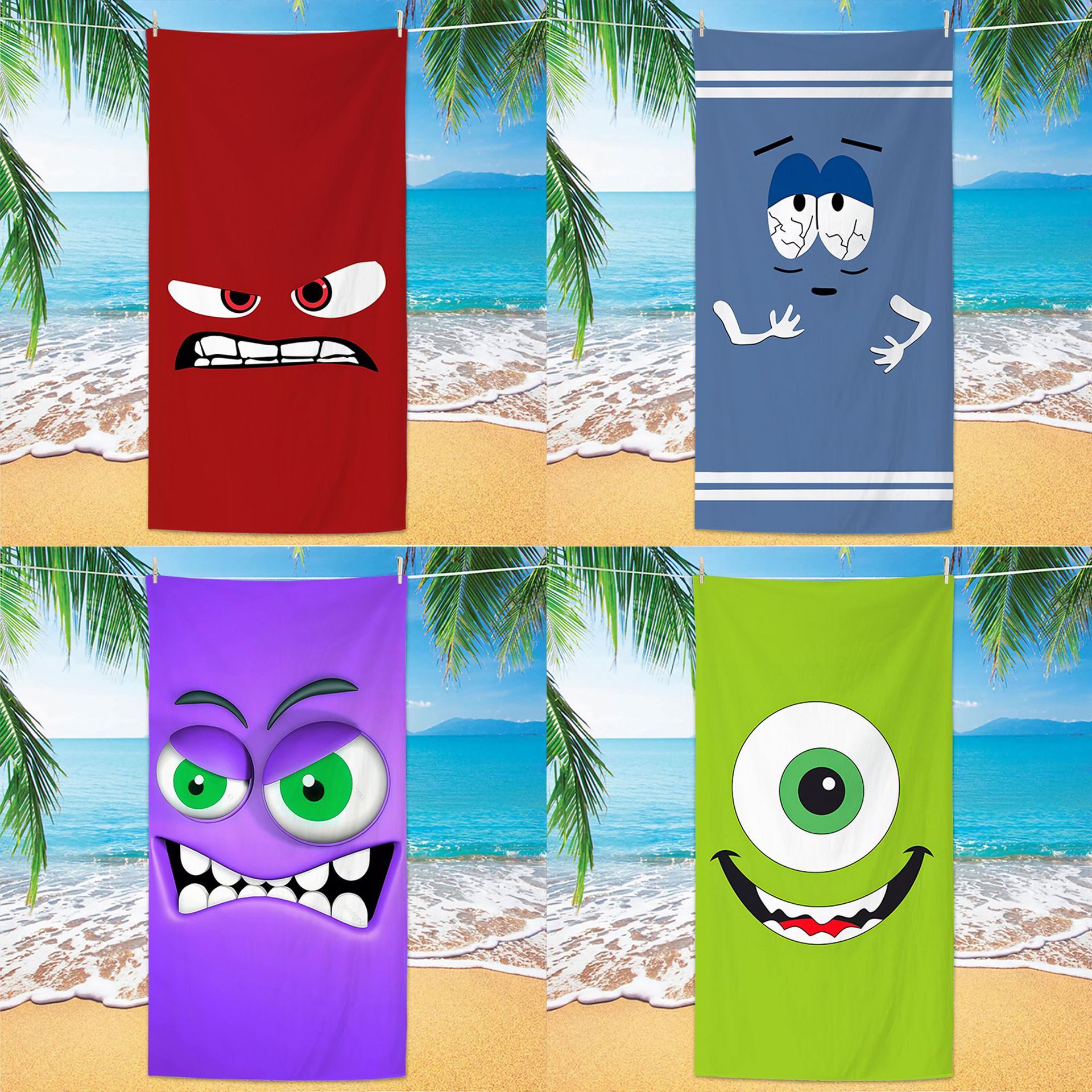Foreign Trade Taiwan Explosions Brain Secret Force Beach Towel Class A Children's Bath Towel Microfiber Absorbent Beach Towel