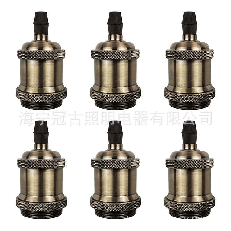 E26 E27 Vintage Edison Aluminum Lamp Holder Electroplated Bronze Lamp Holder