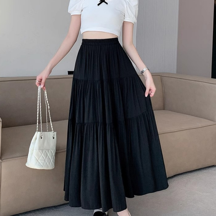Long skirt white cake skirt skirt women's spring and summer 2024 new overskirt French gentle style A- line skirt