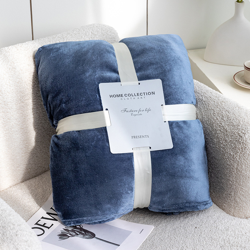 Picture of High Weight! Cross-Border Solid Color Flannel Coral Fleece Blanket, Plain Sofa Throw Blanket, Air Conditioning Nap Blanket