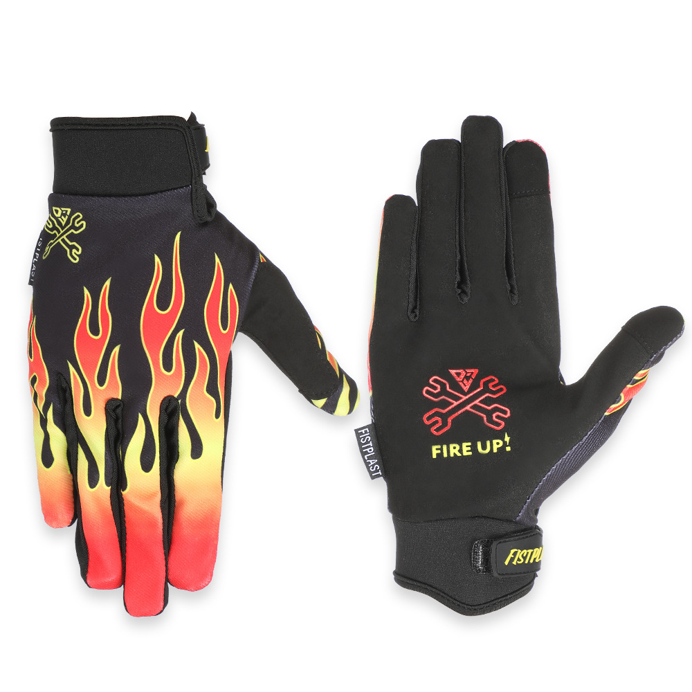 Picture of New fistplast Pattern Flame Pattern Touch Screen Ride Cross-country Motorcycle Wear-resistant Long Finger Gloves